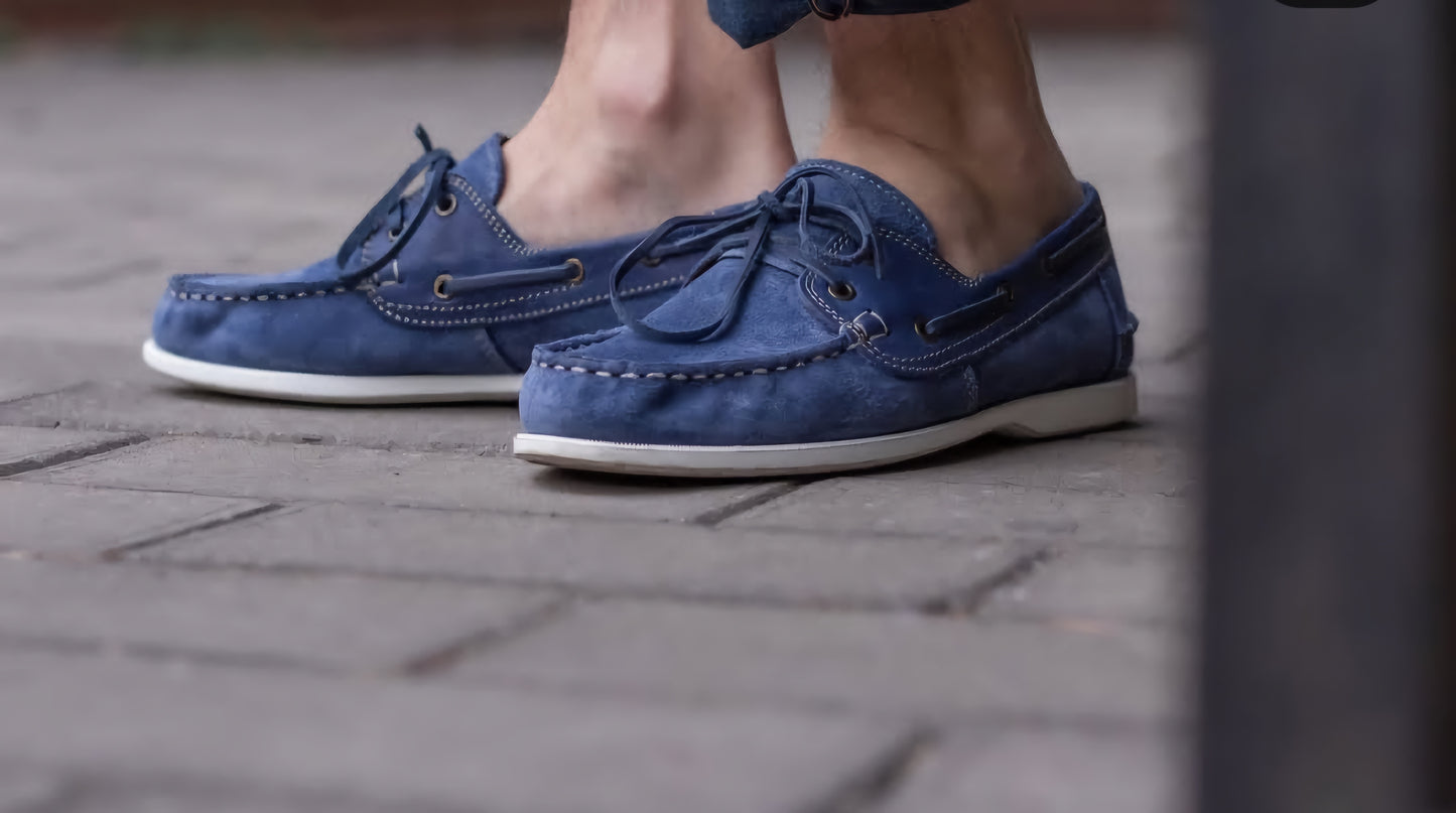Blue Wave handgemachte blaue Mokassins