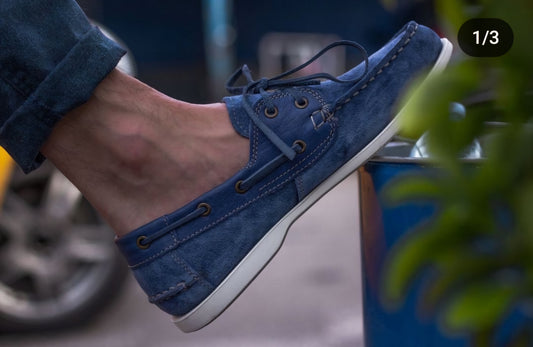 Blue Wave handgemachte blaue Mokassins