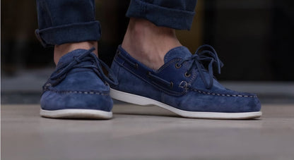 Blue Wave handgemachte blaue Mokassins